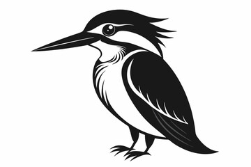 kingfisher line art silhouette vector illustration