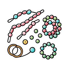 beads and wire for jewelry icon, beads and wire for jewelry flat illustration - simple vector illustration of beads and wire for jewelry , perfect for icons and logos