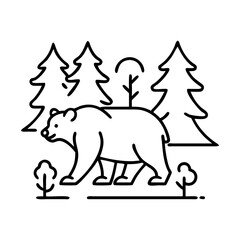 bear in forest icon, bear in forest flat illustration - simple vector illustration of bear in forest , perfect for icons and logos