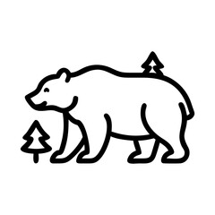 bear in forest icon, bear in forest flat illustration - simple vector illustration of bear in forest , perfect for icons and logos