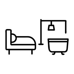 bedroom bathroom icon, bedroom bathroom flat illustration - simple vector illustration of bedroom bathroom , perfect for icons and logos