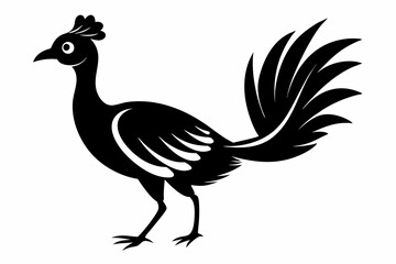 lyrebird line art silhouette vector illustration