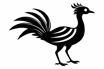 lyrebird line art silhouette vector illustration