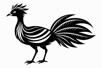 lyrebird line art silhouette vector illustration