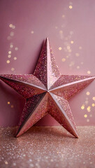 Obraz premium Christmas background with a pink glitter star.