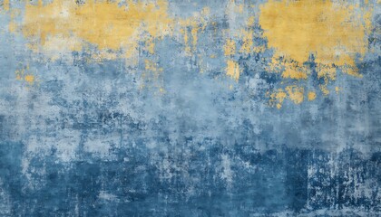 Fototapeta premium Textured wall with blue and yellow abstract design