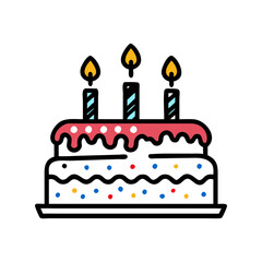 birthday cake with candles icon, birthday cake with candlesflat illustration - simple vector illustration of birthday cake with candles, perfect for icons and logos