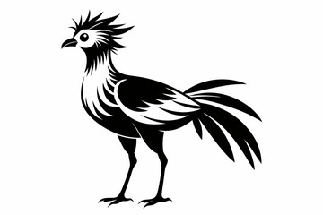 secretary bird line art silhouette vector illustration