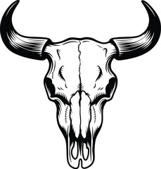 Buffalo skull - hand drawn vector illustration