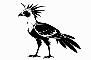 secretary bird line art silhouette vector illustration