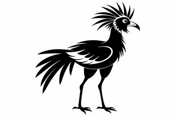 secretary bird line art silhouette vector illustration
