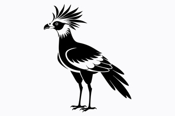 secretary bird line art silhouette vector illustration