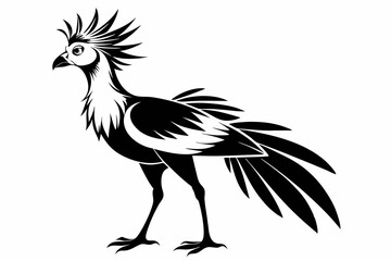 secretary bird line art silhouette vector illustration