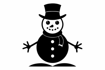 snowman line art silhouette vector illustration