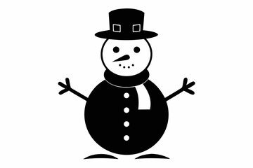 snowman line art silhouette vector illustration