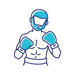 boxer with gloves icon, boxer with gloves flat illustration - simple vector illustration of boxer with gloves , perfect for icons and logos