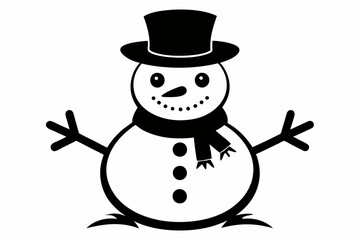 snowman line art silhouette vector illustration