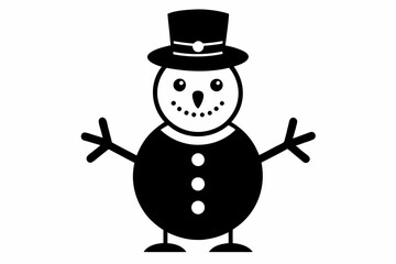 snowman line art silhouette vector illustration