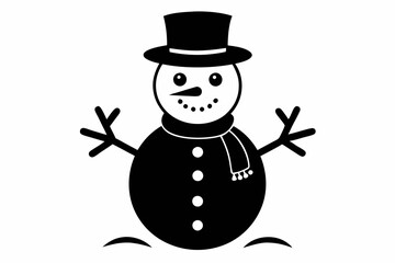 snowman line art silhouette vector illustration