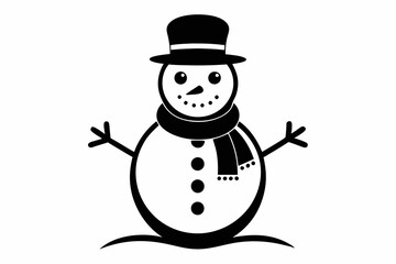 snowman line art silhouette vector illustration