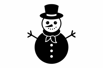 snowman line art silhouette vector illustration