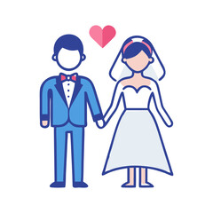 bride and groom icon, bride and groom flat illustration - simple vector illustration of bride and groom , perfect for icons and logos