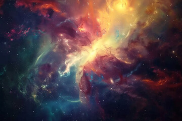 Naklejka premium Vibrant Spiral Galaxy: A Cosmic Animation in Motion