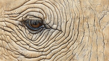 Close-up Elephant Eye and Wrinkled Skin