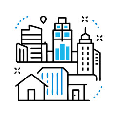 Obraz premium buildings architecture icon, buildings architecture flat illustration - simple vector illustration of buildings architecture , perfect for icons and logos