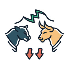 bull and bear s icon, bull and bear s flat illustration - simple vector illustration of bull and bear s , perfect for icons and logos