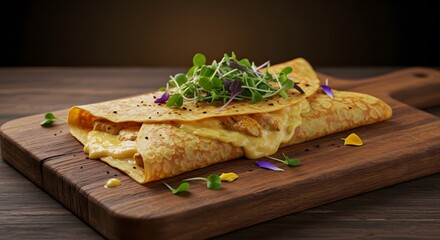 Delicious savory crepe with chicken and cheese gourmet food photography eat meal menu lunch tasty