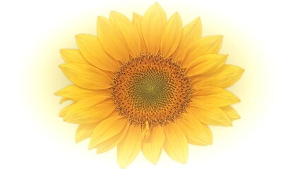 Fototapeta premium Colorful sunflower with golden petals and dark center isolated on white