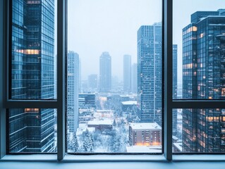 Cityscape from Window View