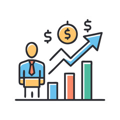business growth icon, business growth flat illustration - simple vector illustration of business growth , perfect for icons and logos