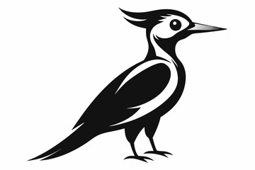 woodpecker line art silhouette vector illustration