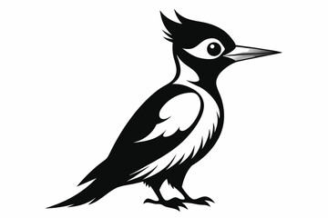 woodpecker line art silhouette vector illustration