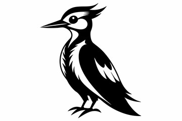 woodpecker line art silhouette vector illustration
