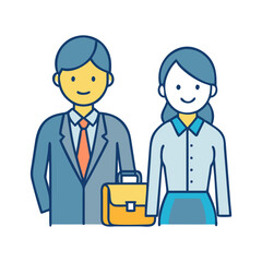 Obraz premium businessperson man and woman icon, businessperson man and woman flat illustration - simple vector illustration of businessperson man and woman , perfect for icons and logos