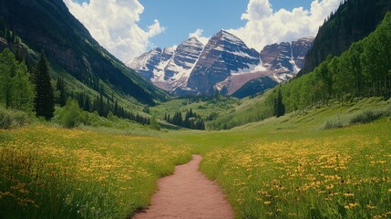 Obraz premium Colorado Valley Trail Through Wildflowers