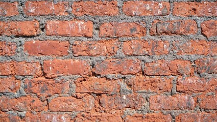Obraz premium Weathered red brick wall with grey grout texture