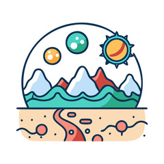 alien planet landscape icon, alien planet landscape flat illustration - simple vector illustration of alien planet landscape , perfect for icons and logos