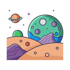 alien planet landscape icon, alien planet landscape flat illustration - simple vector illustration of alien planet landscape , perfect for icons and logos