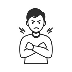 angry person with crossed arms icon, angry person with crossed arms flat illustration - simple vector illustration of angry person with crossed arms , perfect for icons and logos