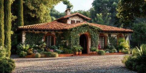 Fototapeta premium House with Red Tiled Roof