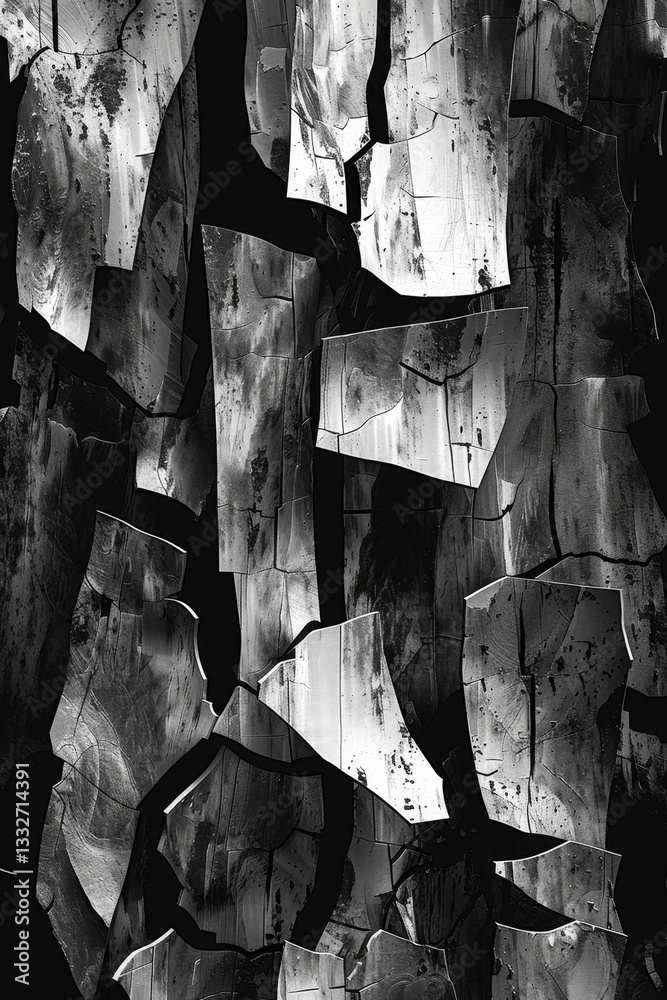 Poster brutalist background showcasing sharp monochrome contrasts with rough textures and distorted pattern