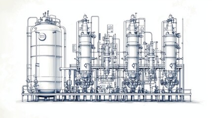 Industrial bioreactor laboratory facility technical drawing for bioprocess engineering