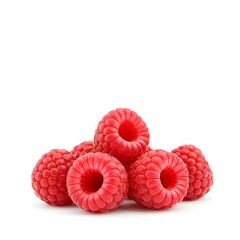 Small pile of fresh raspberries isolated on white background