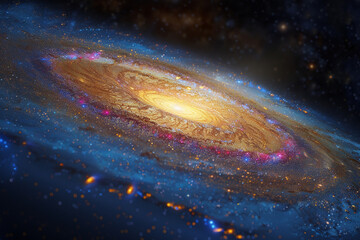 Obraz premium Vibrant Spiral Galaxy: A Cosmic Animation in Motion