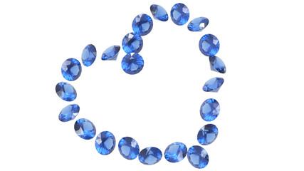 Blue diamonds forming a heart transparent background