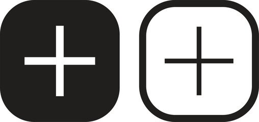 Fototapeta premium Pluss square icon in flat, line set Mathematical symbols. isolated on transparent background 